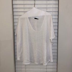 White waffle knit T-shirt